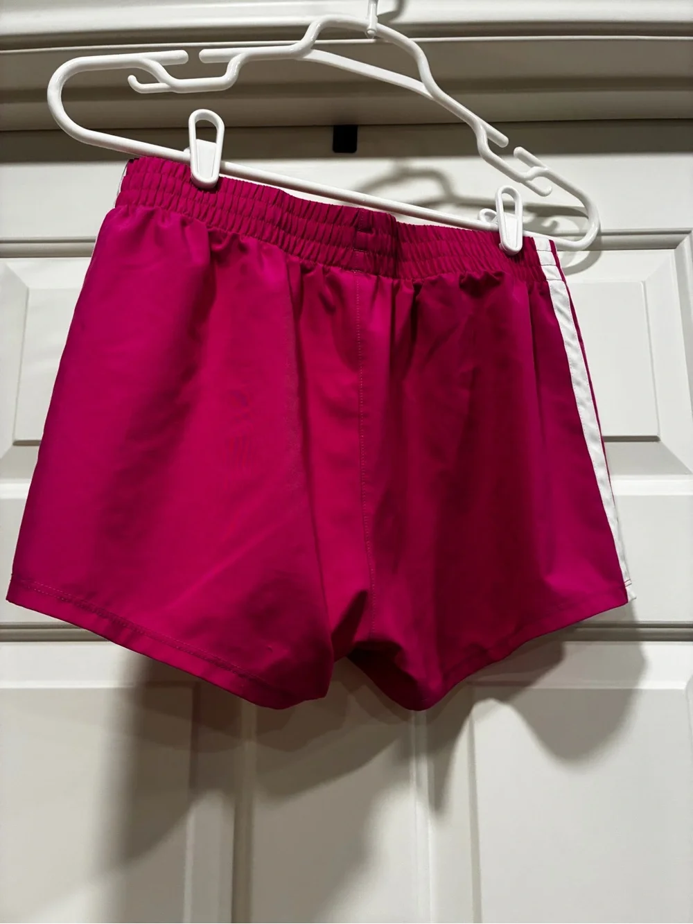 adidas Pink Elastic-Waist Athletic Shorts with Logo Tag